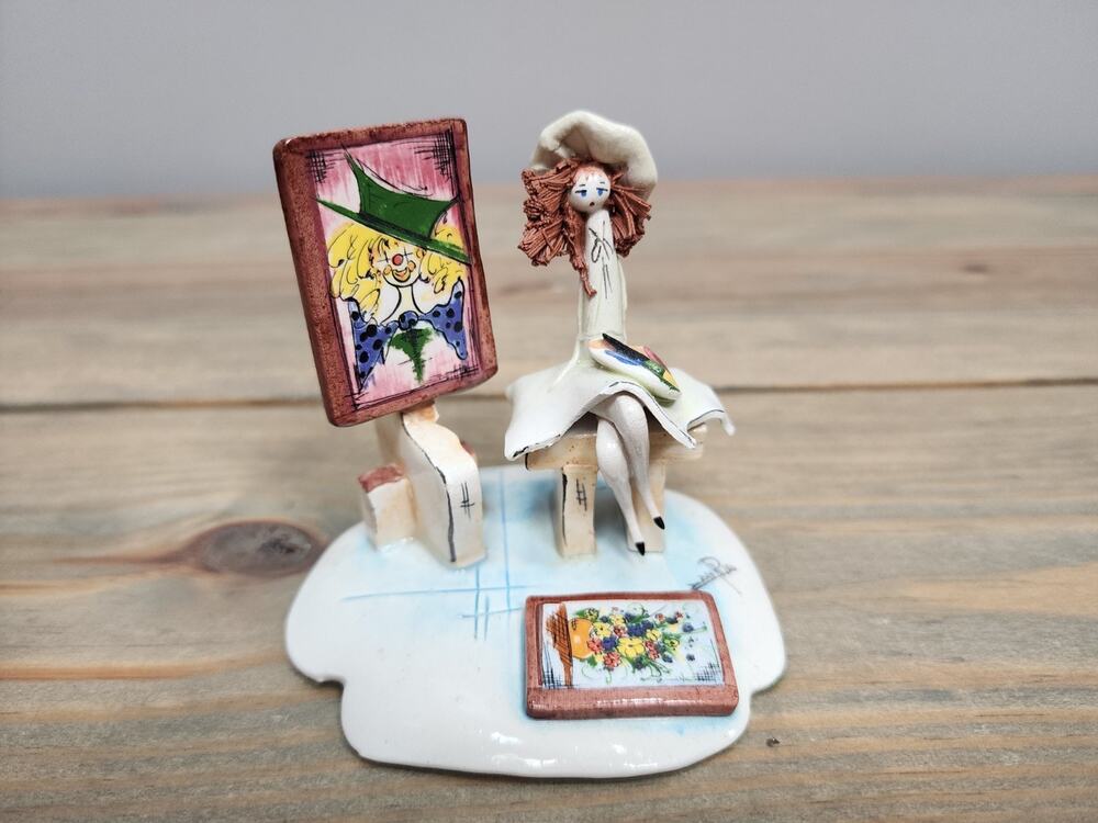 Zampiva “Painter Artist” Handmade Pottery Figurine ITALY Spaghetti Hair Repaired